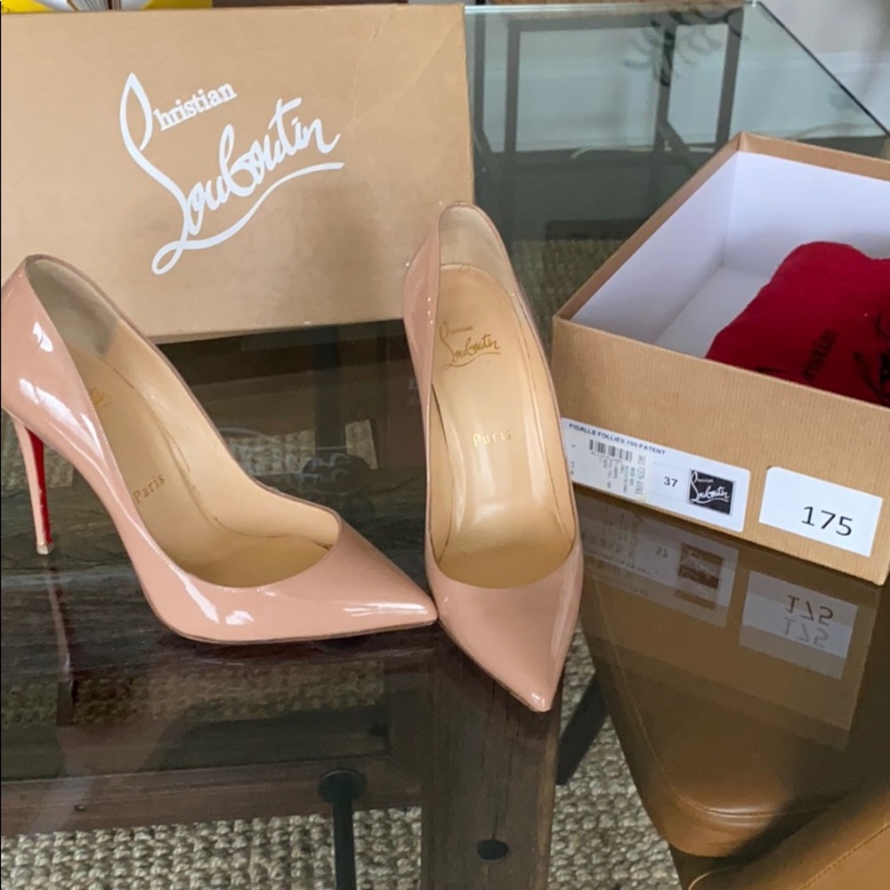 Louboutin pigalle follies nude patent
